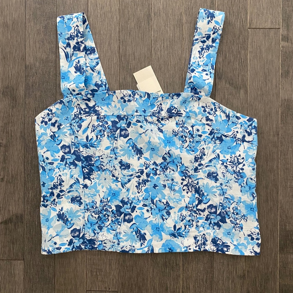 🔥HOST PICK🔥NWT Abercrombie & Fitch Blue Print Cotton Crop Top